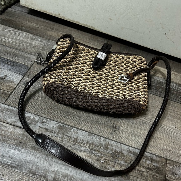 Brighton Vintage Brown Woven straw Braided leather strap Shoulder Bag ♥️ - Picture 3 of 9